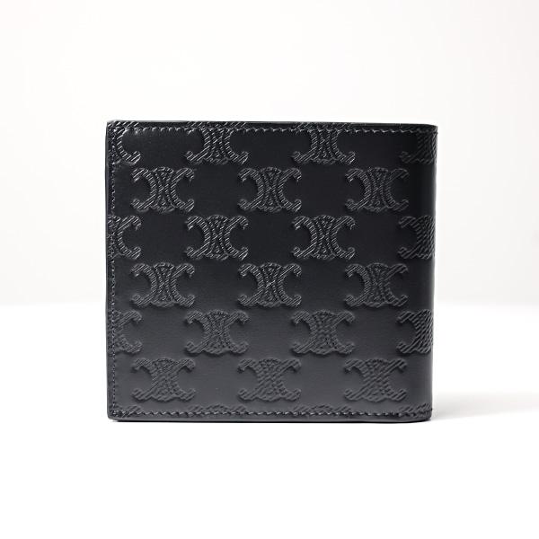 セリーヌ　三つ折り財布　トリオンフ　エンボス　型押し　ネイビーブルーグレー セリーヌ 三つ折り財布 トリオンフ エンボス 型押し ネイビー