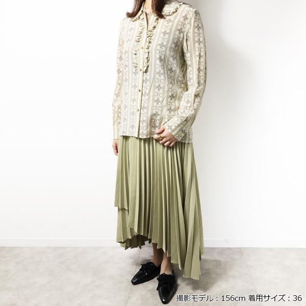 極美品 CELINE 22AW オープンカラー ブラウス クレープ・ド・シーヌ CELINE（セリーヌ） Triomphe Frill Blouse クレープ ド シーヌ フリル