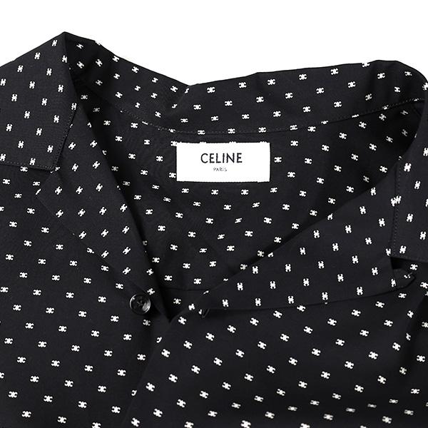 CELINE セリーヌ Hawaiian Shirts プリントビスコース ハワイアンシャツ 半袖 ポケット付き オープンカラー ルーズフィット トップス メンズ 2C946313V 38CEの画像