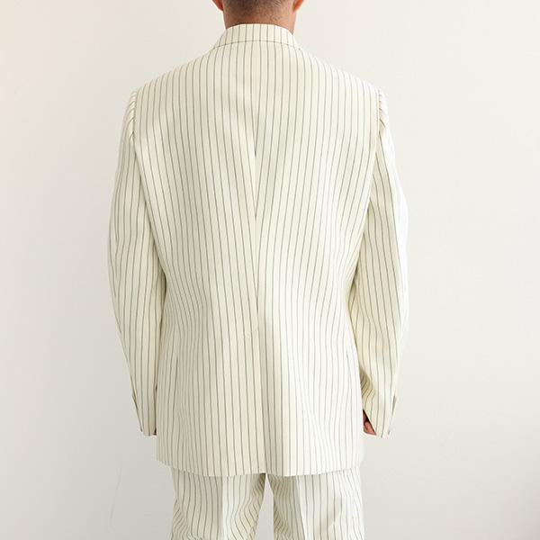 ★美品★ CELINE テーラードジャケット ホワイト セリーヌ CELINE セリーヌ Striped Wool Classic Jacket ストライプウール