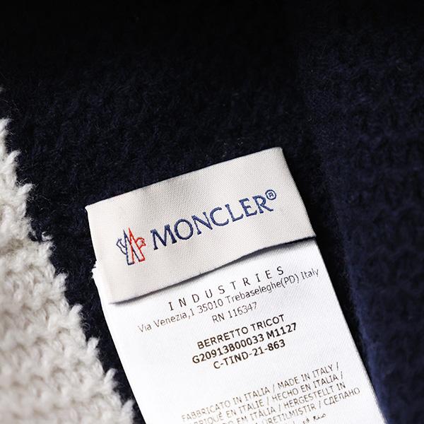 モンクレール Berreetto Tricot Beanie ニット帽 ニットキャップ ビーニー 帽子 アイコンラバーパッチ カシミヤ ウール リブ メンズ 3B00033 M1127 【イニシャル】