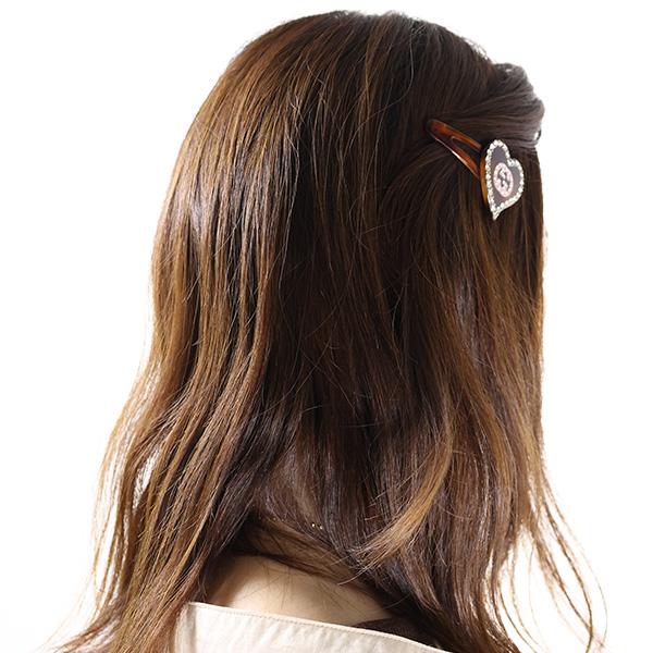 GUCCI インターロッキングG ハート ヘアクリップ　ヘアピン　ブラウン GUCCI（グッチ） Interlocking G Heart Hair Clip インターロッキングG