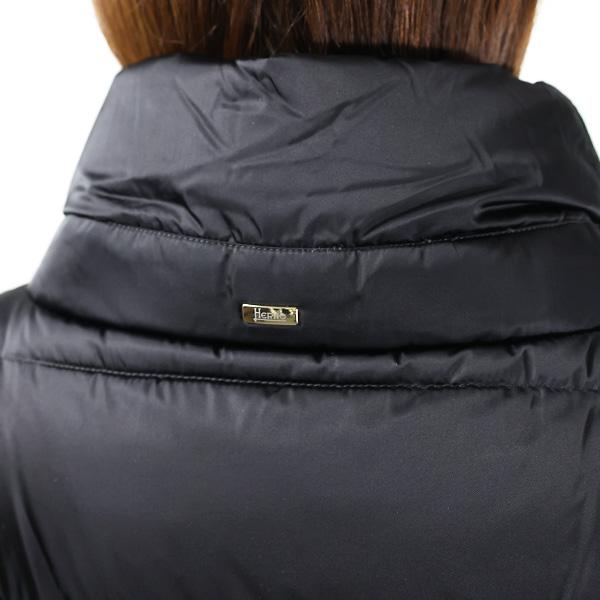 HERNO（ヘルノ） Satin Down Coat ダウンコート サテン Aシェイプ フードなし 撥水 グログランリボン ミドル丈 コート ...