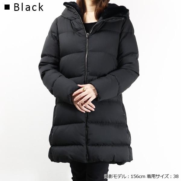 HERNO/ヘルノフロントボタンフードダウンAライン黒ブラック HERNO/ヘルノフロントボタンフードダウンAライン黒ブラック