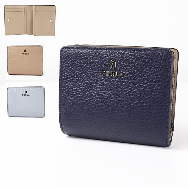 美品✨️フルラ カメリア 二つ折り財布 コンパクトウォレット ブルー レザー FURLA（フルラ） S CAMELIA COMPACT WALLET 二つ折り財布 カメリア