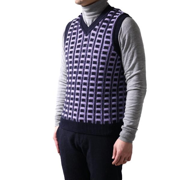 MARNI アーガイル柄 ベスト　メンズ MARNI マルニ ニットベスト 3D Stitch Cotton Vest CVMG0094Q0