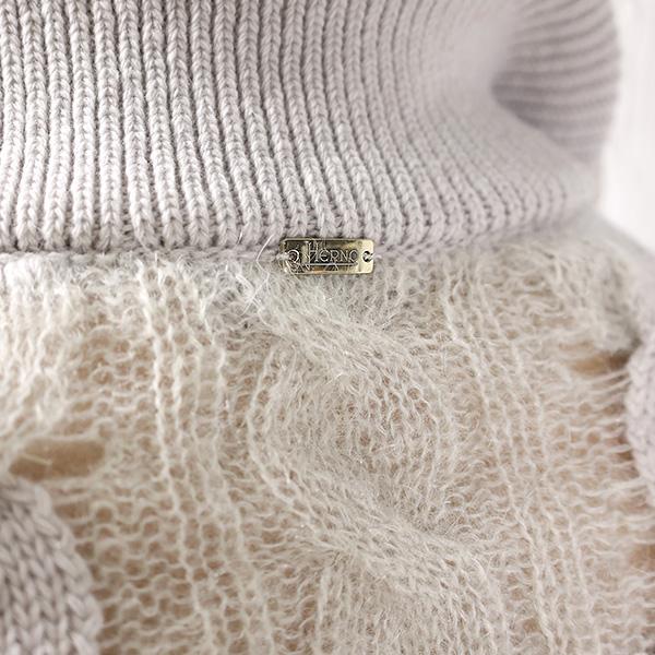 未使用★HERNO｜ラメニットスリーブ切替 ナイロンブルゾン グレージュ 40 HERNO（ヘルノ） ニットブルゾン Knit Blouson MC00025DR 70154