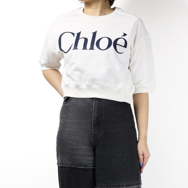 【未使用】Chloe ロゴ クルーネック半袖スウェットシャツ ホワイト 14A Chloe（クロエ） キッズ スウェットシャツ SHORT SLEEVE LOGO