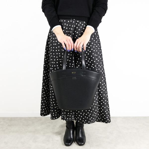 N°21 ブラック かごバッグ 中型 N°21（ヌメロヴェントゥーノ） キッズ トートバッグ Basket Bag N2104S