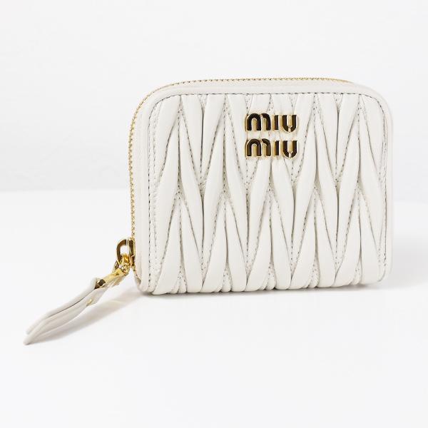 miumiu ミュウミュウ コインケース Matelasse Coin Purse マテラッセ 5MM268_2FPP レザー ラウンドファスナー キルティング 小銭入れ ロゴ LaG Onlinestoreの画像
