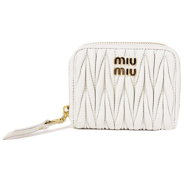miumiu ミュウミュウ コインケース Matelasse Coin Purse マテラッセ 5MM268_2FPP レザー ラウンドファスナー キルティング 小銭入れ ロゴ LaG Onlinestoreの画像