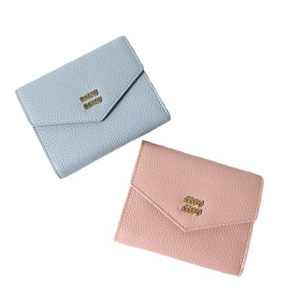 miu miu（ミュウミュウ） 三つ折り財布 Logo Tri-Fold Wallet 5MH040