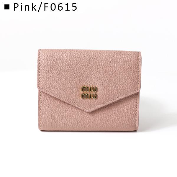ミュウミュウ　三つ折り財布　ロゴプレート　ミニ財布　レザー　コンパクトウォレット MiuMiu】Compact Wallet ロゴベルト コンパクト 三つ折り財布 (MiuMiu