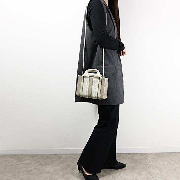 関税送料込Chloe リネン製Woodyミニトートバッグ