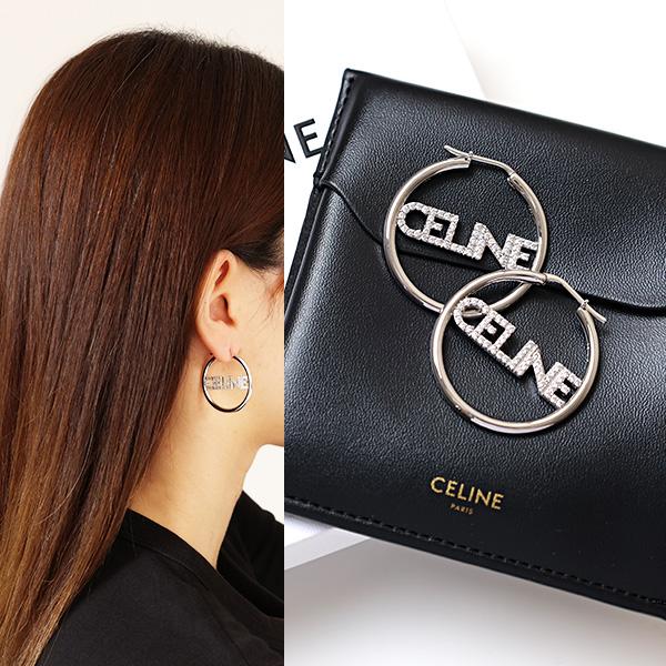 CELINE（セリーヌ） ピアス Monochroms Strass Hoops Earrings