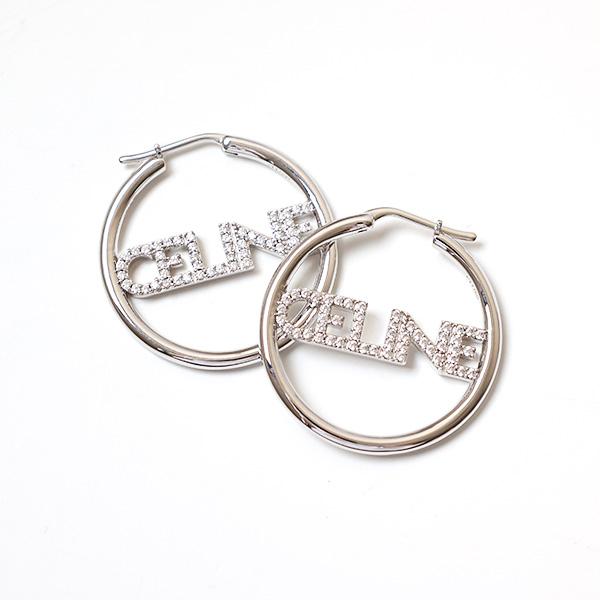 CELINE セリーヌ ピアス Monochroms Strass Hoops Earrings 460YU6BCZ