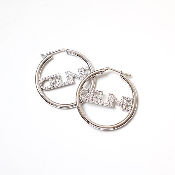 CELINE セリーヌ ピアス Monochroms Strass Hoops Earrings