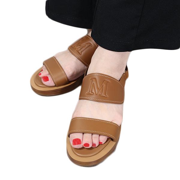 Max Mara マックスマーラ フラットサンダル Diana Leather Sandals 45213131600 レディース レザー ロゴ シューズ 靴 LaG Onlinestoreの画像