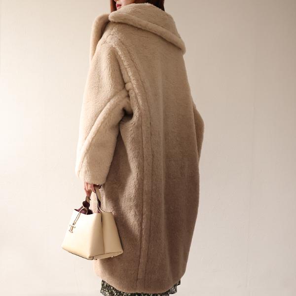 ほぼ未使用　現行モデル　マックスマーラ　ロングコート　中綿　ウール　ファー ほぼ未使用✨ マックスマーラ ダウンコート ファー 38 ブラック