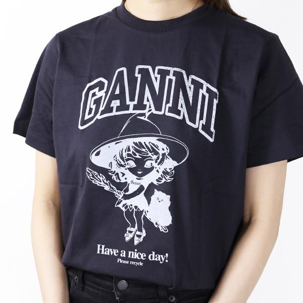 GANNI ブラック 半袖 Tシャツ GANNI（ガニー） Tシャツ Witch T-Shirts T4138 レディース 半袖 ロゴT