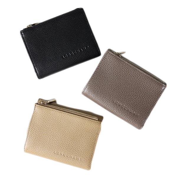 人気★Longchamp ル フローネ コンパクトウォレット カウハイド LONGCHAMP ロンシャン 三つ折り財布 Le Foulonne ル フローネ