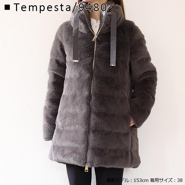 HERNO ヘルノ ダウンコート Eco Fur Down Coat PI002123D 12630 レディース エコファー Aライン フードなし ダウンジャケット アウターの画像