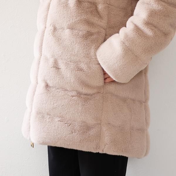HERNO ヘルノ ダウンコート Eco Fur Down Coat PI002123D 12630 レディース エコファー Aライン フードなし ダウンジャケット アウターの画像