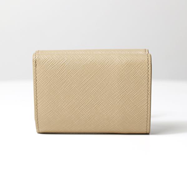 PRADA ゴールド レザー 三つ折り財布 美品】PRADA サフィアーノトライアングル 三つ折財布 Amazon | [Prada