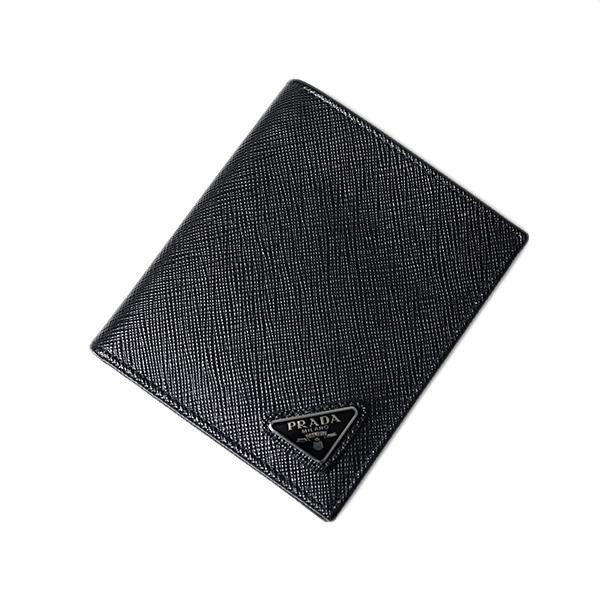 PRADA プラダ 二つ折り財布 Saffiano Leather Wallet 2MO010 QHH メンズ サフィアーノ レザー ミニ財布 小銭入れなしの画像