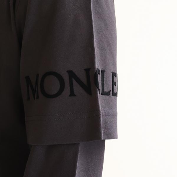 MONCLER モンクレール Tシャツ Layered T-Shirt 8D0000889AYW メンズ 長袖 レイヤード クルーネック ダブルスリーブ シリコンロゴパッチ LaG Onlinestoreの画像