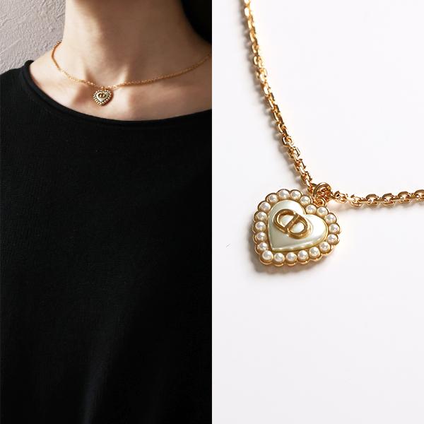 Dior ディオール ネックレス Petit Cd Heart Baroque Short Necklace プチ CD バロック N3503WOMVE レディース マザーオブパール ハート アクセサリー