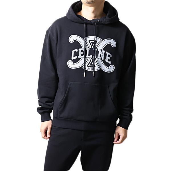 セリーヌ トリオンフ ロゴ プリント コットン ルーズ スウェット プルオーバー CELINE（セリーヌ） パーカー Logo Loose Hoodie RY0JH670Q メンズ