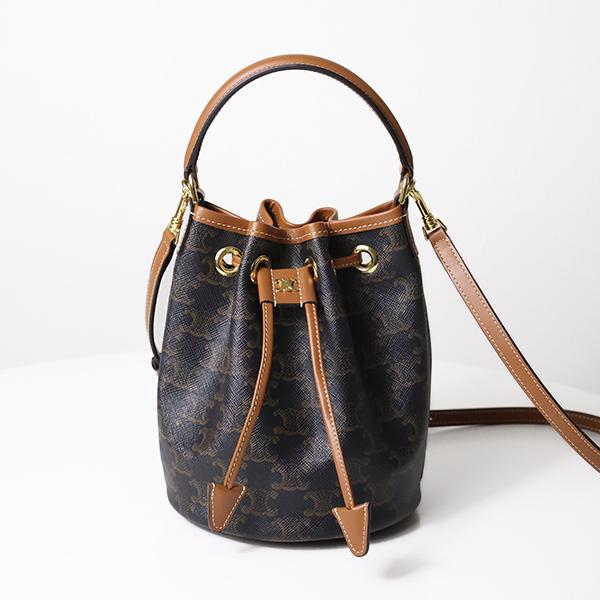 Mini Canvas トリオンフキャンバス×レザー 2wayバッグ CELINE（セリーヌ） ハンドバッグ TEEN CLARA Triomphe Canvas Bucket