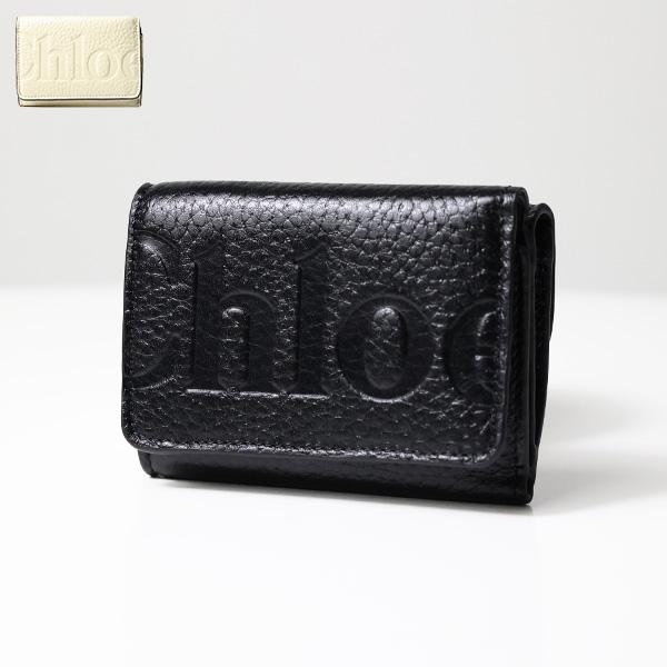 Chloé 黒 レザー 三つ折り財布 Chloe（クロエ） ALPHABET SMALL TRIFOLD WALLET 三つ折り財布