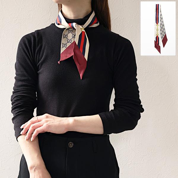 GUCCI（グッチ） スカーフ GG Ribbon Scarf プリント シルク リボン