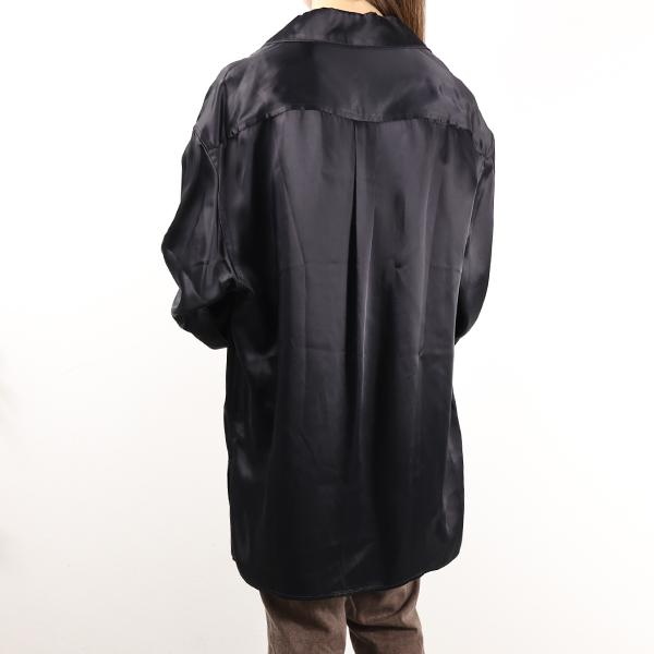 LOEWE ロエベ シャツ Anagram Pyjama Blouse S359Y05XDY レディース アナグラム 長袖 サテン 胸ポケット オープンカラー LaG Onlinestoreの画像