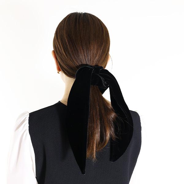 Alexandre de Paris アレクサンドルドゥパリ シュシュ LE VELOURS CLARA Scrunchie TCH-25T-A22 レディース ベロア リボン ヘアゴム ヘアアクセサリーの画像