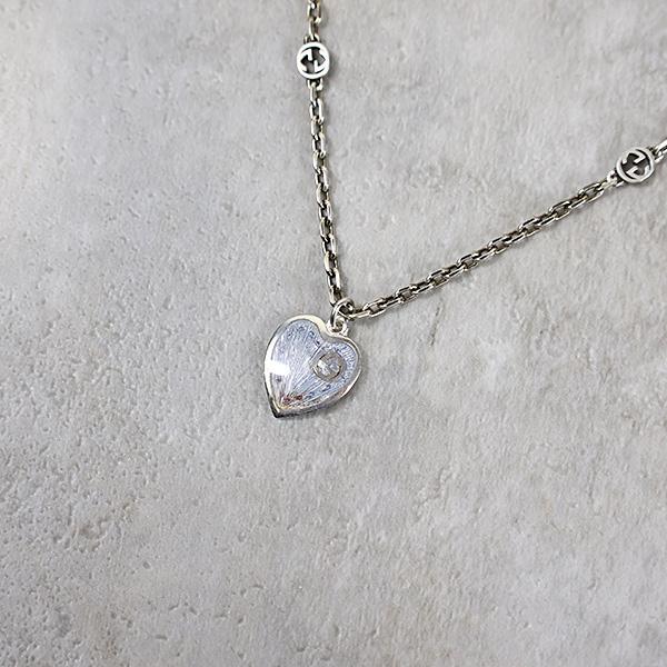 【LaG アウトレット】GUCCI グッチ ネックレス Heart Motif Necklace 645545 J89B4 8490 レディース インターロッキングG ハート シルバー925 ペンダントの画像