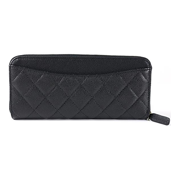 CHANEL 黒 レザー 長財布 マトラッセ CHANEL（シャネル） 長財布 Matelasse Round Zip Long Wallet 26A