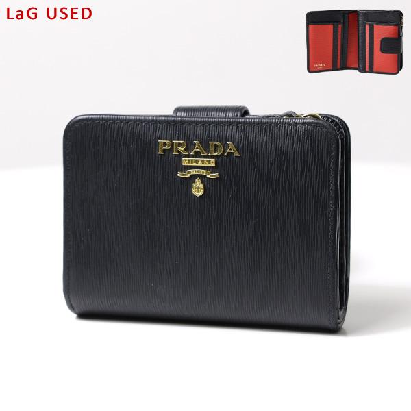 か*ん様 PRADA ブラックレザー 二つ折り財布　ブラック　1ML018 か*ん様 PRADA ブラックレザー 二つ折り財布ブラック1ML018