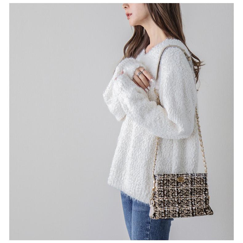 ツイード ショルダーバッグ ミニ バッグ チェーンバッグ 斜め掛け