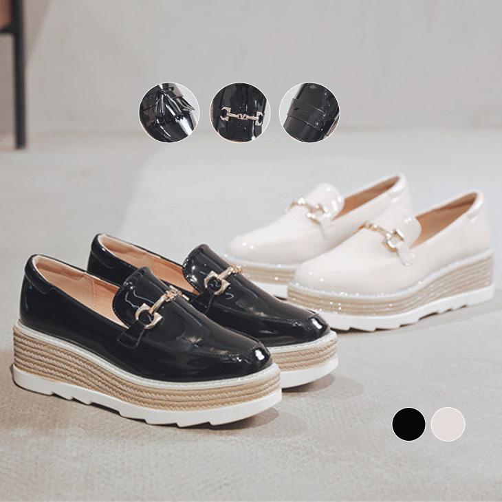 エコレザー 厚底 ローファー ビットモチーフ ウェッジソール レディース 疲れない 靴 Ali 75 予約販売 15 日 送料無料 宅込 Ali 75 Lagemme 通販 Yahoo ショッピング