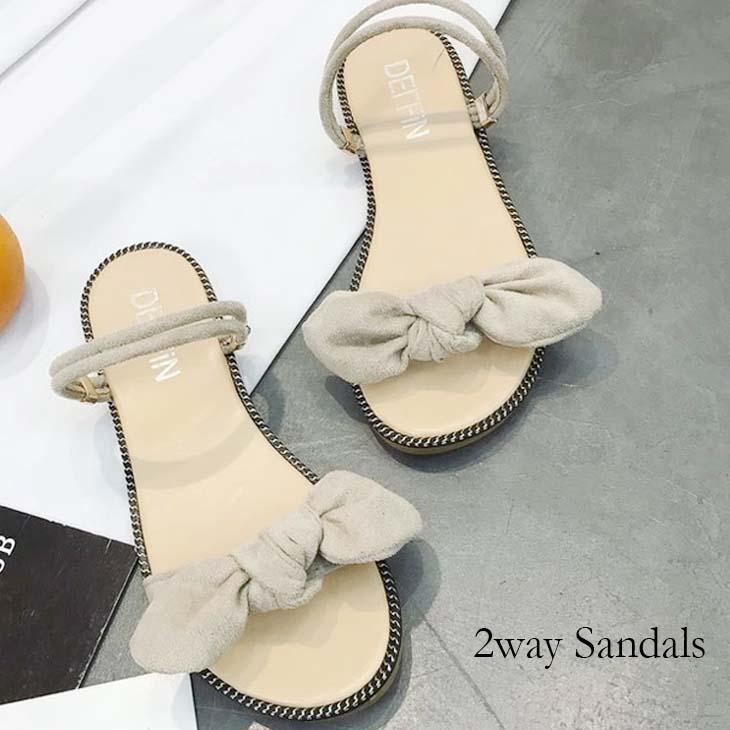 入荷済み ストラップサンダル サンダル リボン フリル レディース 即納 ブランド激安セール会場