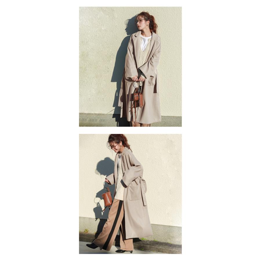 アナイ ガウンコート ダブルフェイス ロング Aライン ベルト ベージュ M 美品 アナイ ANAYI ダブルクロスフード ラップコート ロングコート