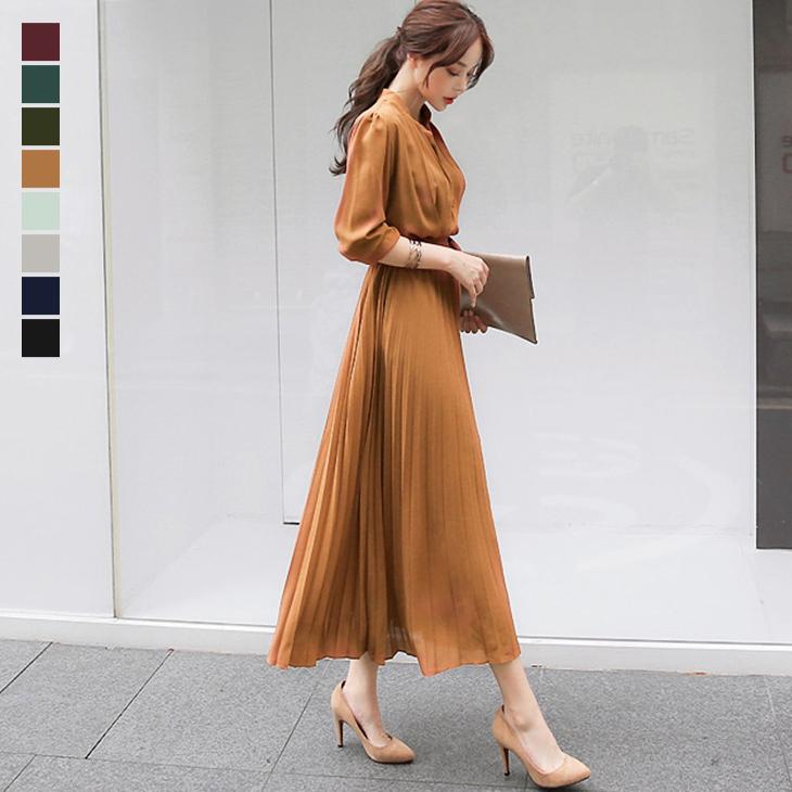 ワンピース レディース 膝丈 ミディアム丈 プリーツ フレア おしゃれ Lgww At2751 即納 1 5営業日 送料無料 メ込2 Lgww At2751 Lagemme 通販 Yahoo ショッピング