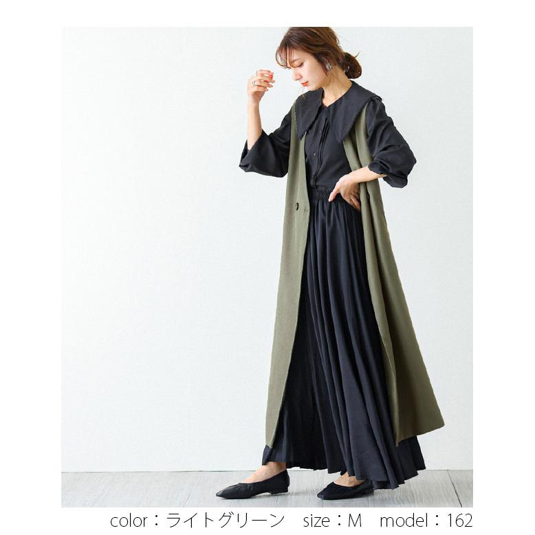 ロングジャケット レディース ノースリーブ アウター Vネック マキシ丈