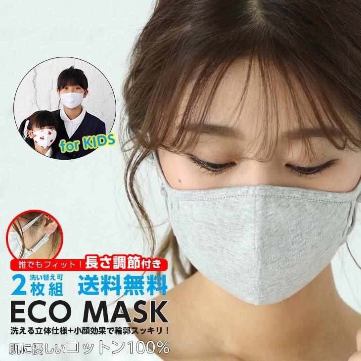 2枚組【長さ調節可・洗える】ファッションマスク 立体仕様 布マスク 