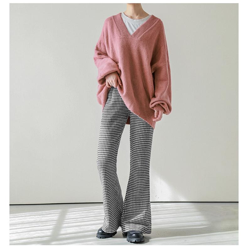 パンツ フレアパンツ ロングパンツ ボトムス レディース 千鳥格子 千鳥