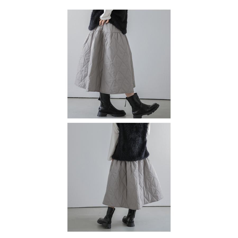 キルティングスカート フレア ミモレ丈 2025春夏新作【lsbt308-511