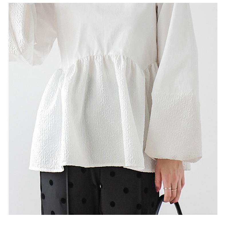 COCODEAL 膨れジャガードぺプラムトップス ホワイト COCODEAL 膨れジャガードぺプラムトップス ホワイト